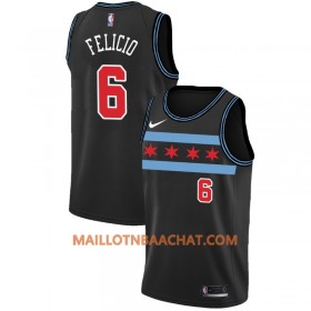 Maillot NBA Chicago Bulls Cristiano Felicio 6 2018-19 Nike City Edition Noir Swingman - Homme